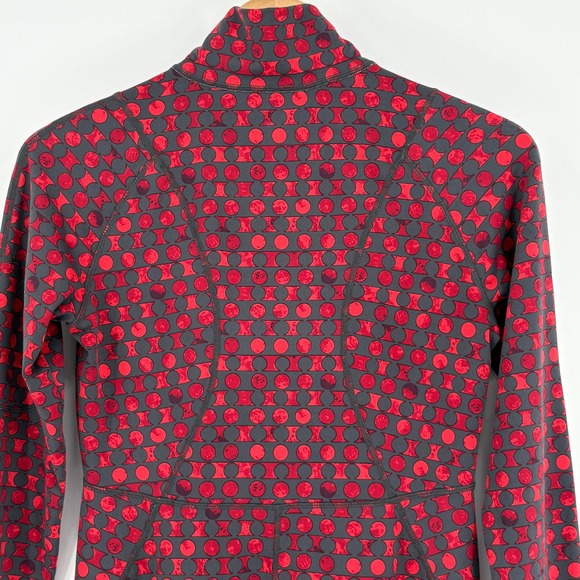 Title Nine Dream Dress Small Red Grey Geometric Dot 1/4 Zip Long Sleeve - Picture 10 of 11